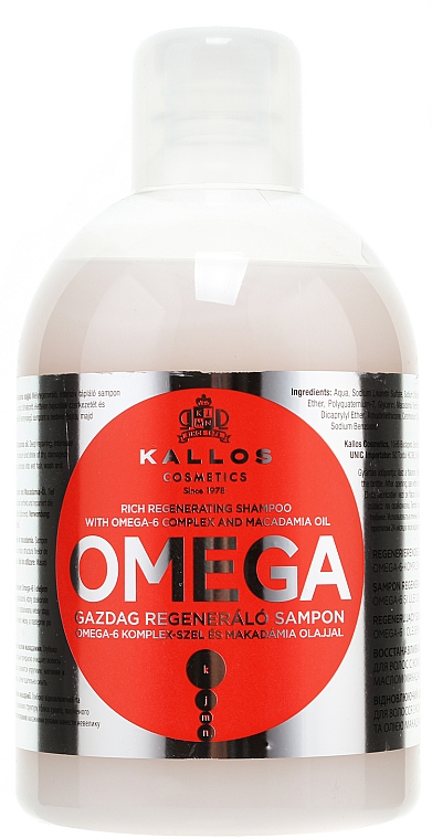 Regenerierendes Shampoo mit Omega-6-Komplex und Makadamia-Öl - Kallos Cosmetics Omega Hair Shampoo