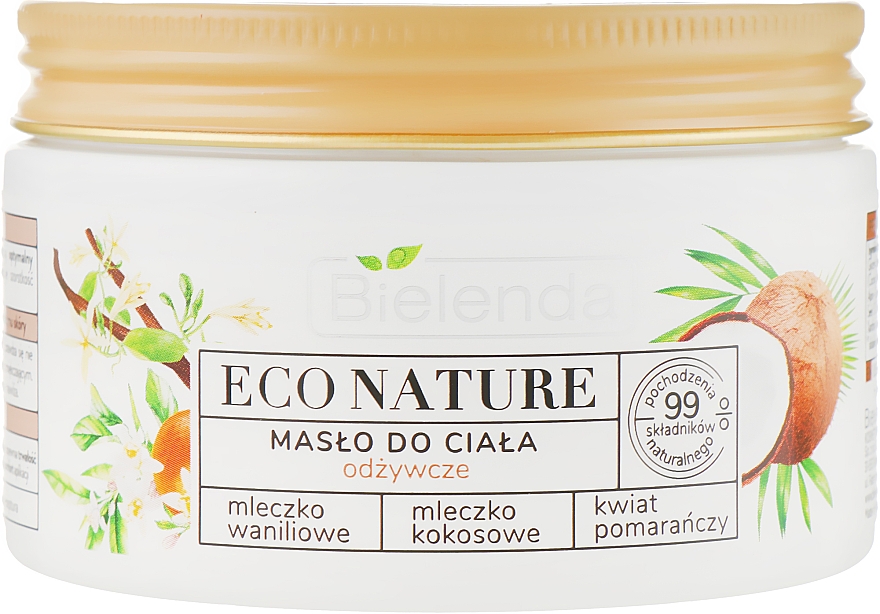 Pflegende Körperbutter mit Vanilleextrakt und Kokosöl - Bielenda Eco Nature Body Butter Vanilla Coconut Milk Orange Blossom — Bild N1