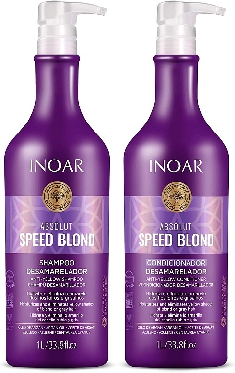 Haarpflegeset - Inoar Absolut Speed Blond (Shampoo 1000 ml + Conditioner 1000ml) — Bild N2