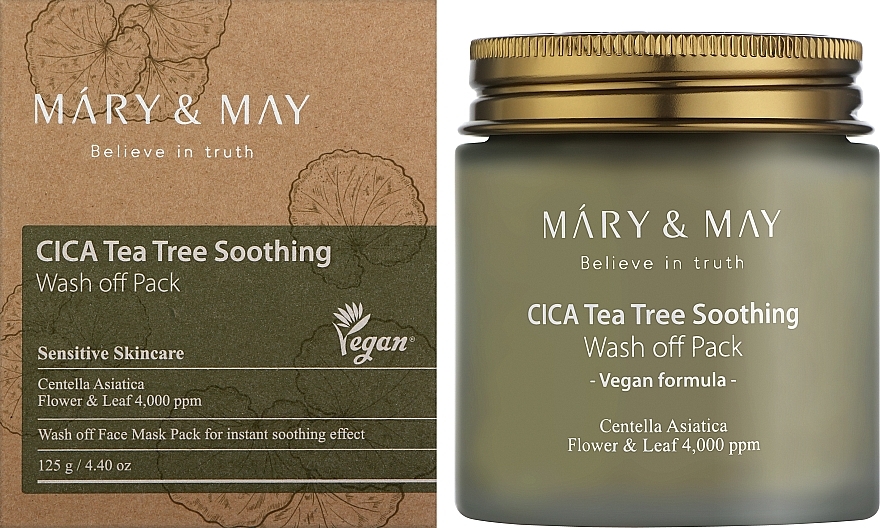 Beruhigende reinigende Gesichtsmaske - Mary & May Cica Tea Tree Soothing Wash Off Pack — Bild N2
