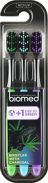 Zahnbürsten-Set mittel 3 St. - Biomed Black 2+1 Toothbrush — Bild N1