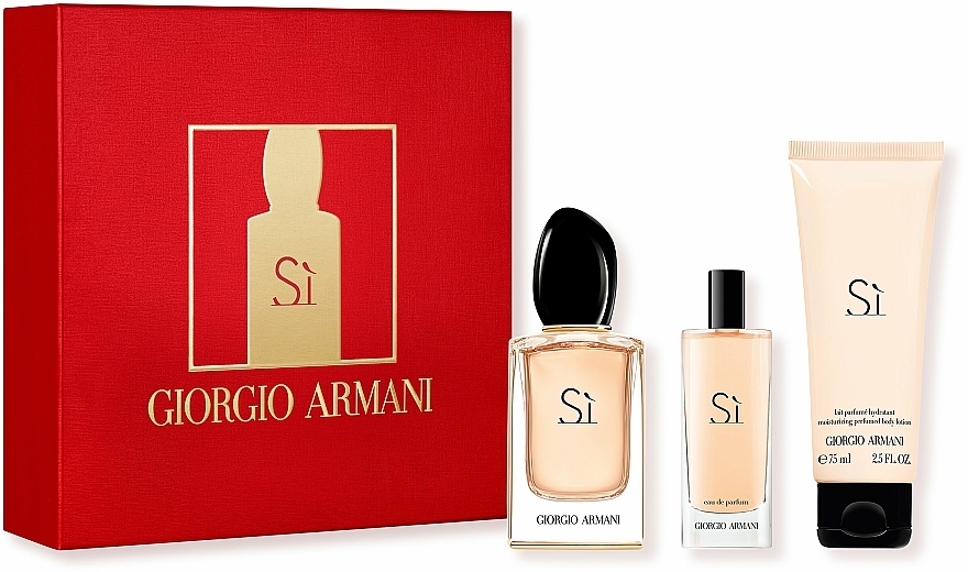 Giorgio Armani Si - Duftset (Eau de Parfum 50ml + Eau de Parfum 15ml + Körperlotion 75ml)  — Bild N1