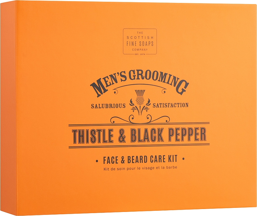 Scottish Fine Soaps Men’s Grooming Thistle & Black Pepper - Bartpflegeset (Bartseife 40g + Bartöl 20ml + Gesichtscreme 75ml + Bartkamm) — Bild N1