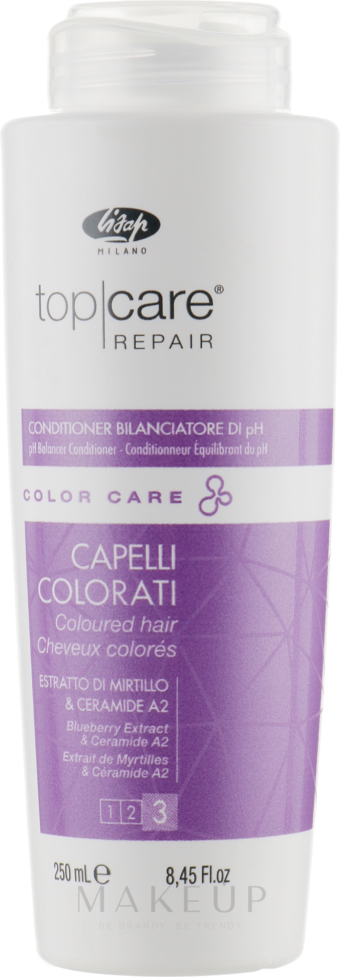 Conditioner für coloriertes Haar mit Heidelbeerextrakt - Lisap Top Care Repair Color Care pH Balancer Conditioner — Bild 250 ml