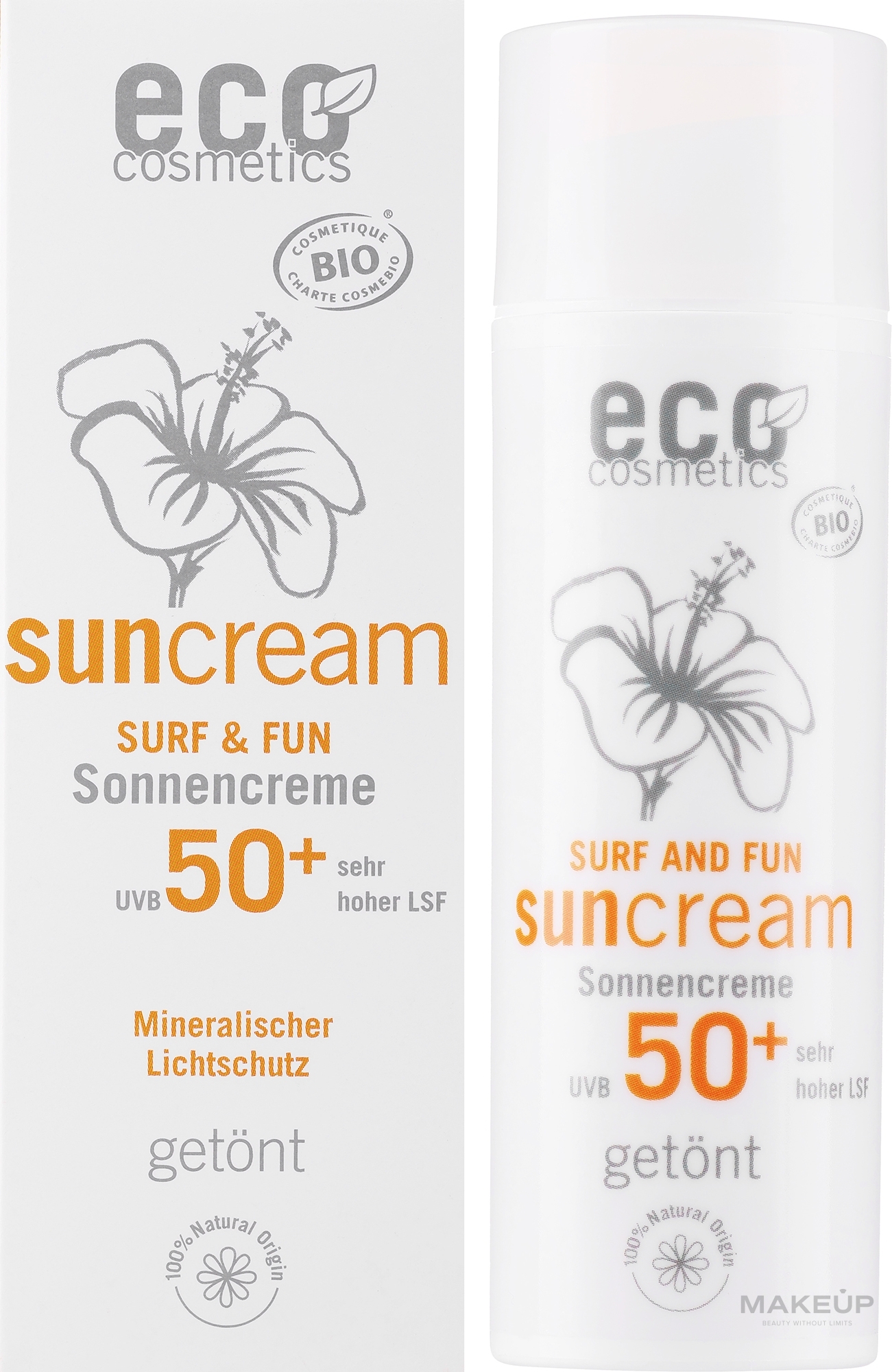 Wasserfeste Sonnenschutzcreme mit Granatapfel und Macadamia für empfindliche Haut 50+ - Eco Cosmetics Surf & Fun Extra Waterproof Sunscreen SPF 50+ — Bild 50 ml