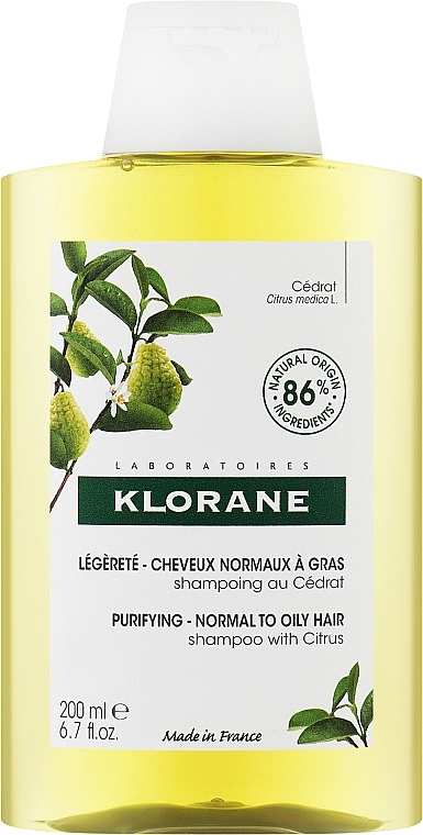 Klärendes Shampoo - Klorane Purifying Normal to Oily Hair with Citrus Shampoo — Bild N1