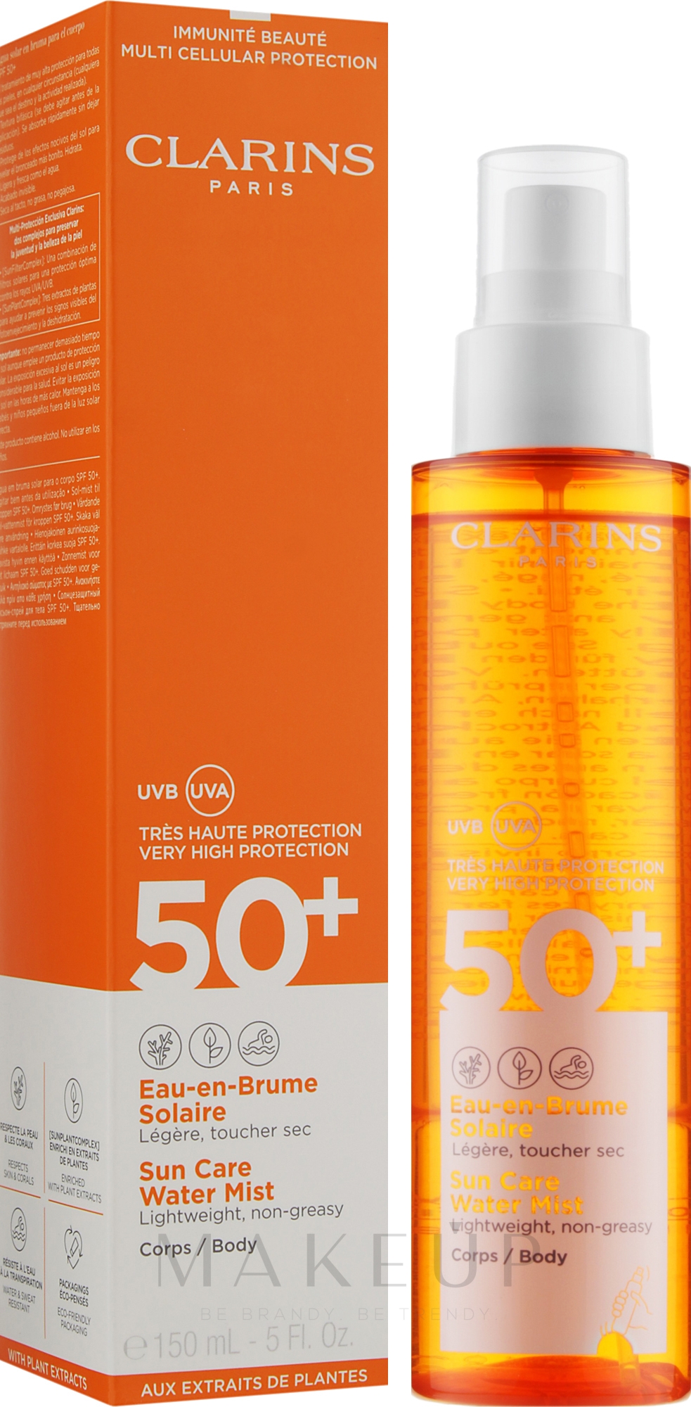 Sonnenschutz-Körperspray SPF 50+ - Clarins Sun Care Water Mist SPF50 — Bild 150 ml