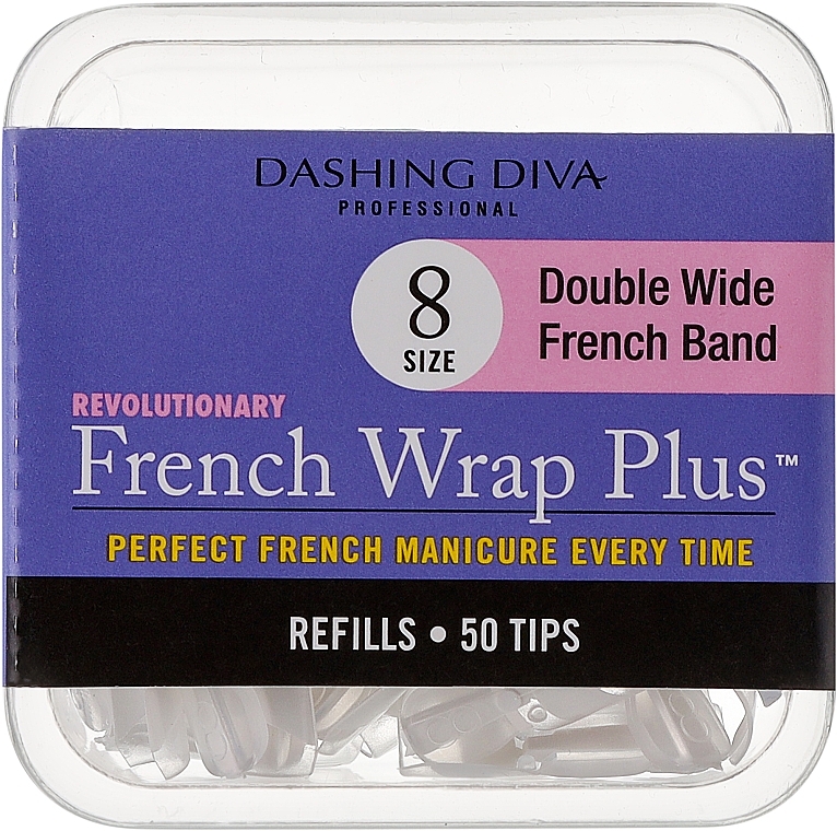 Nageltips French Wrap - Dashing Diva French Wrap Plus Double Wide White 50 Tips Size 8 — Bild N1