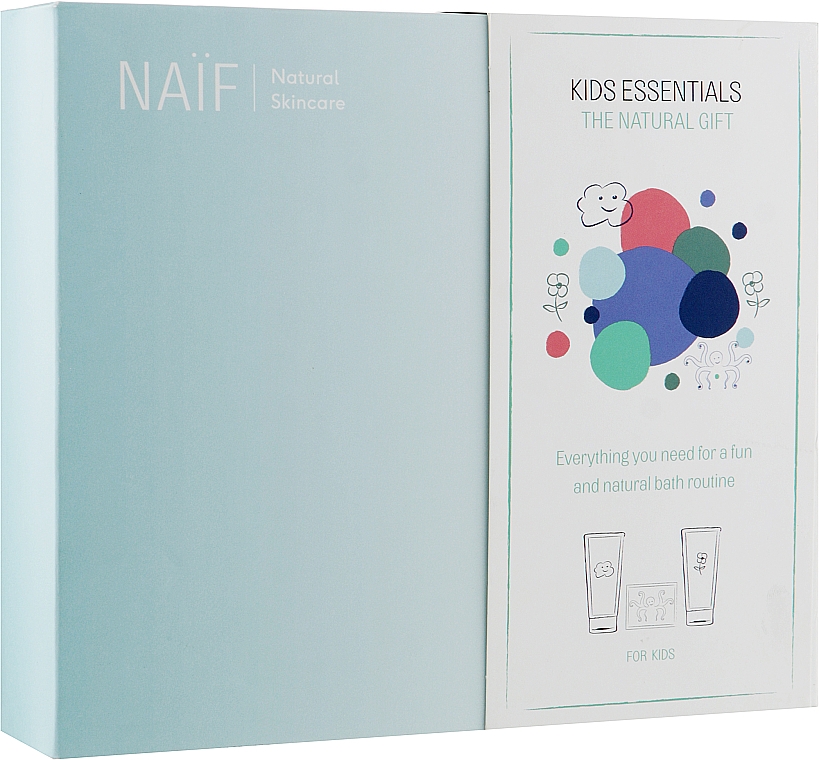 Haar- und Körperpflegeset für Babys - Naif Kids Essentials the Natural Gift (Waschgel 200ml + Shampoo 200ml + Bedebombe 8x24g) — Bild N1