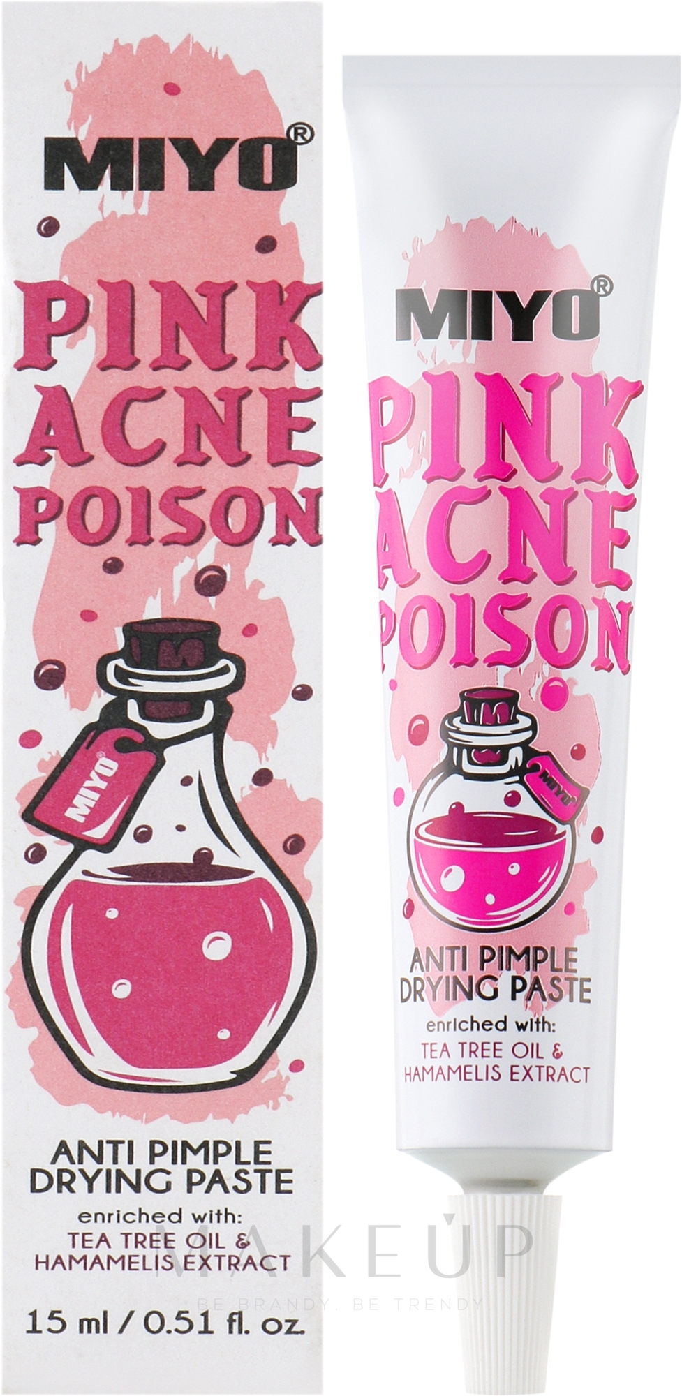 Anti-Akne Gesichtspaste mit Teebaumöl und Hamamelis-Extrakt - Miyo Pink Acne Poison — Bild 15 ml