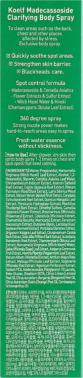Erfrischendes klärendes und seboregulierendes Körperreinigungsspray gegen Hautunreinheiten und Mitesser mit indischem Wassernabel - Petitfee&Koelf Madecassoside Clarifying Body Spray — Bild N3