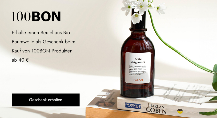 Beim Kauf von 100BON Produkten ab 40 € erhältst du einen Beutel aus Bio-Baumwolle geschenkt