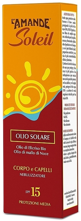 Sonnenschutzöl SPF15 - L'Amande Soleil Olio Solare Corpo Capelli SPF 15  — Bild N3