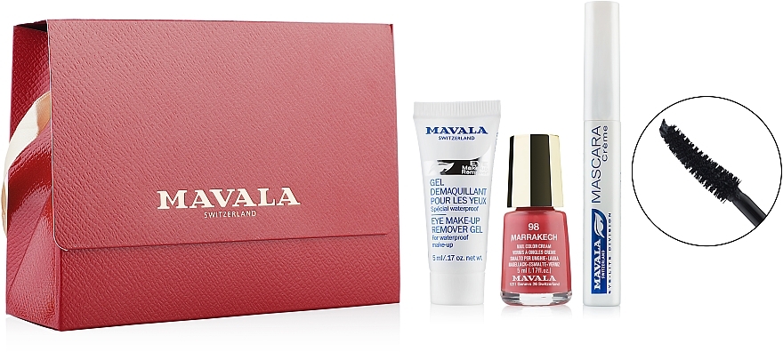 Make-up Set (Nagellack 5ml + Augen-Make-up Entferner 5ml + Mascara 10ml + Kosmetiktasche) - Mavala 