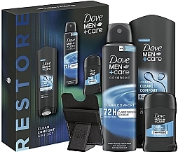 Pflegeset für Männer - Dove Men+Care Clean Comfort (Duschgel 250ml + Deospray 150ml + Deodorant 50g + Zubehör) — Bild N1