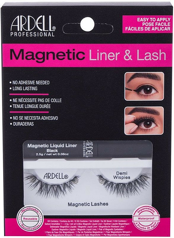 Set - Ardell Magnetic Lash & Liner Lash Demi Wispies (eye/liner/2.5g + lashes/2pc) — Bild N1