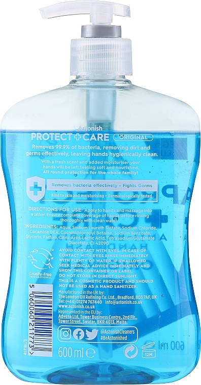 Antibakterielle Flüssigseife Reinheit und Schutz - Astonish Clean & Protect Antibacterial Handwash — Bild N2