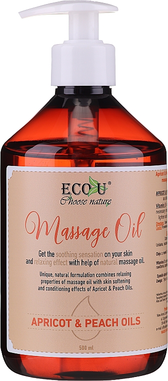 Regenerierendes Massageöl mit Pfirsich- und Aprikosenöl - Eco U Massage Oil Sweet Apricot & Peach Oil