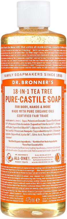 Flüssigseife mit Teebaum für Körper und Hände - Dr. Bronner’s 18-in-1 Pure Castile Soap Tea Tree — Bild N3