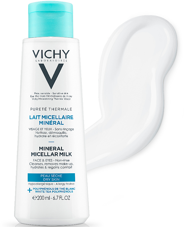 Mizellenmilch für trockene Haut und Augen - Vichy Purete Thermale Mineral Micellar Milk — Bild N2