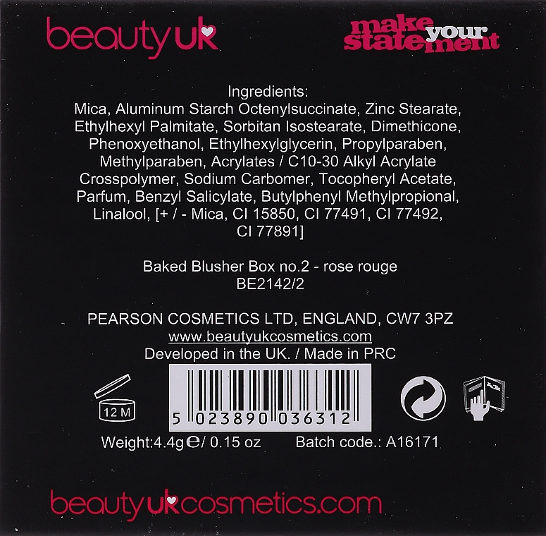 Kompaktes Rouge - Beauty UK Cosmetics Baked Blusher (1 -Popsicle Pink) — Bild N2