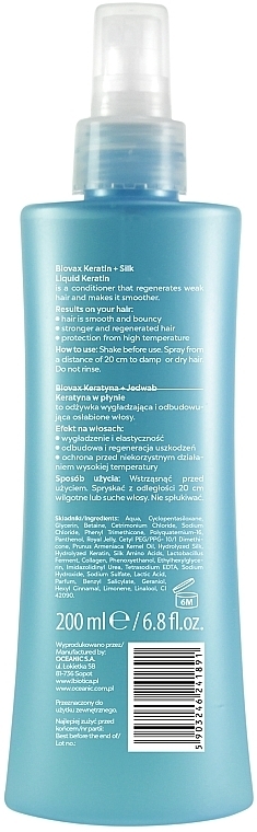 Volumenserum für das Haar - Biovax Keratin + Silk Serum — Bild N2