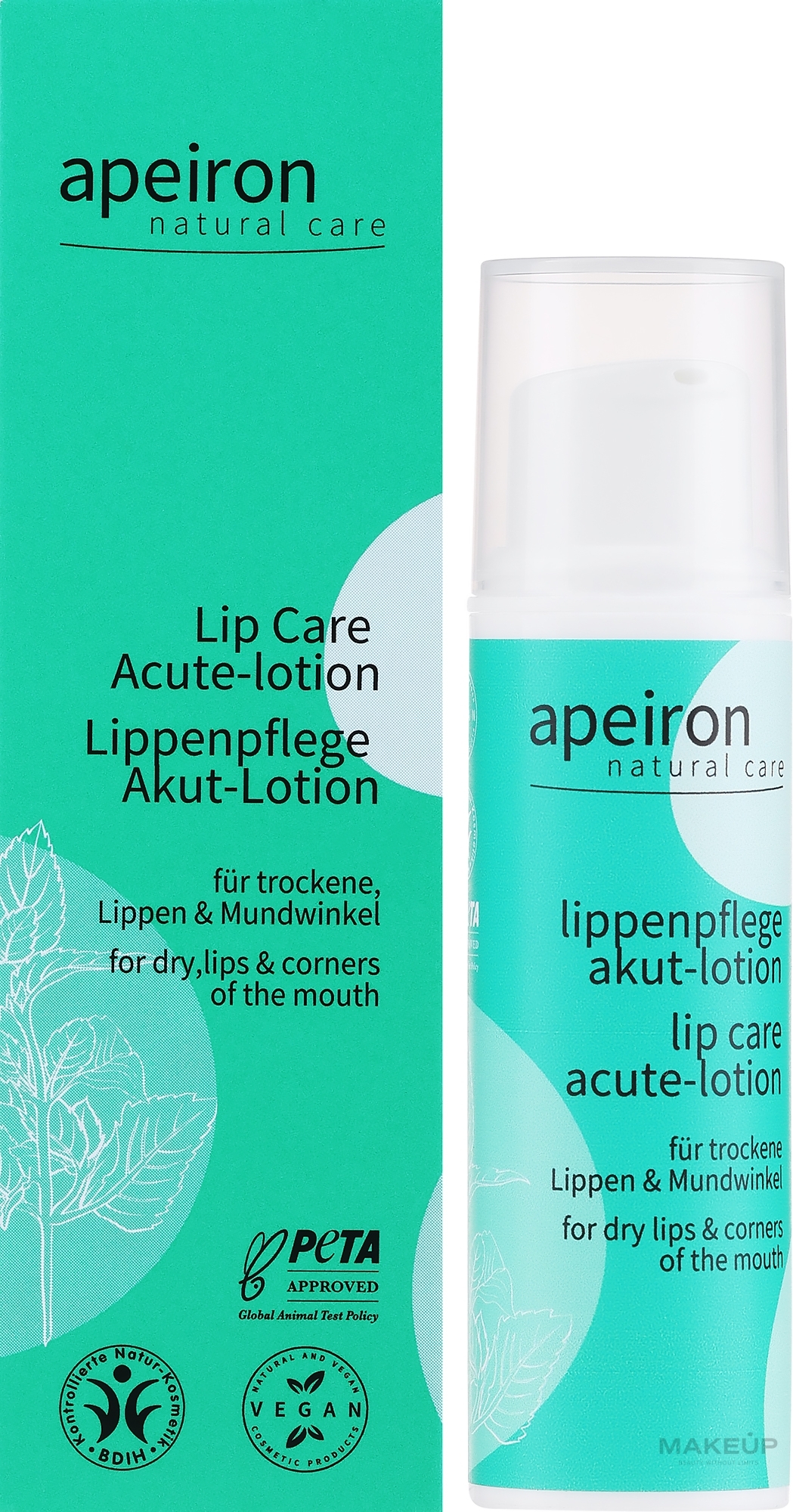 Lippenlotion für trockene, rissige und zu Herpes neigende Lippen und Mundwinkel - Apeiron Auromere Acute Lip Care Lotion — Bild 10 ml