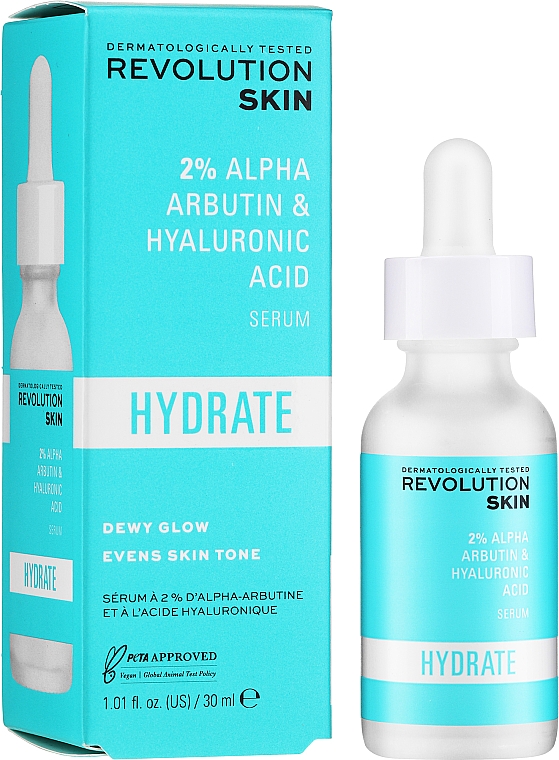 Feuchtigkeitsspendendes Serum mit Alpha-Arbutin und Hyaluronsäure - Revolution Skin Moisturizing Serum With Alpha Arbutin And Hyaluronic Acid — Bild N1