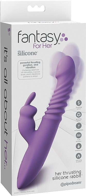 Wärmender Hase-Vibrator für Frauen violett - Pipedream Fantasy For Her Thrusting Silicone Rabbit Purple — Bild N1
