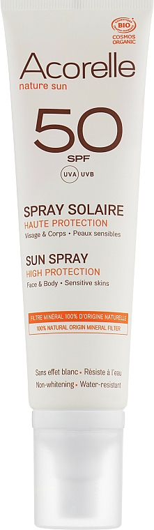 Bio Sonnenschutzspray für empfindliche Haut SPF 50 - Acorelle Sun Spray High Protection Sensitive Skins — Bild N1
