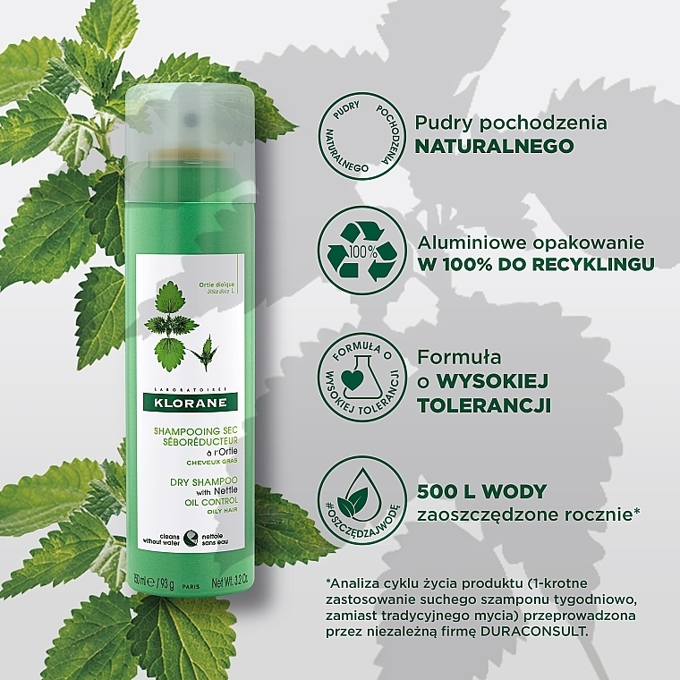 Trockenshampoo mit Brennnesselextrakt für fettiges Haar - Klorane Nettle Sebo-Regulating Dry Shampoo for Oily Hair — Foto N3