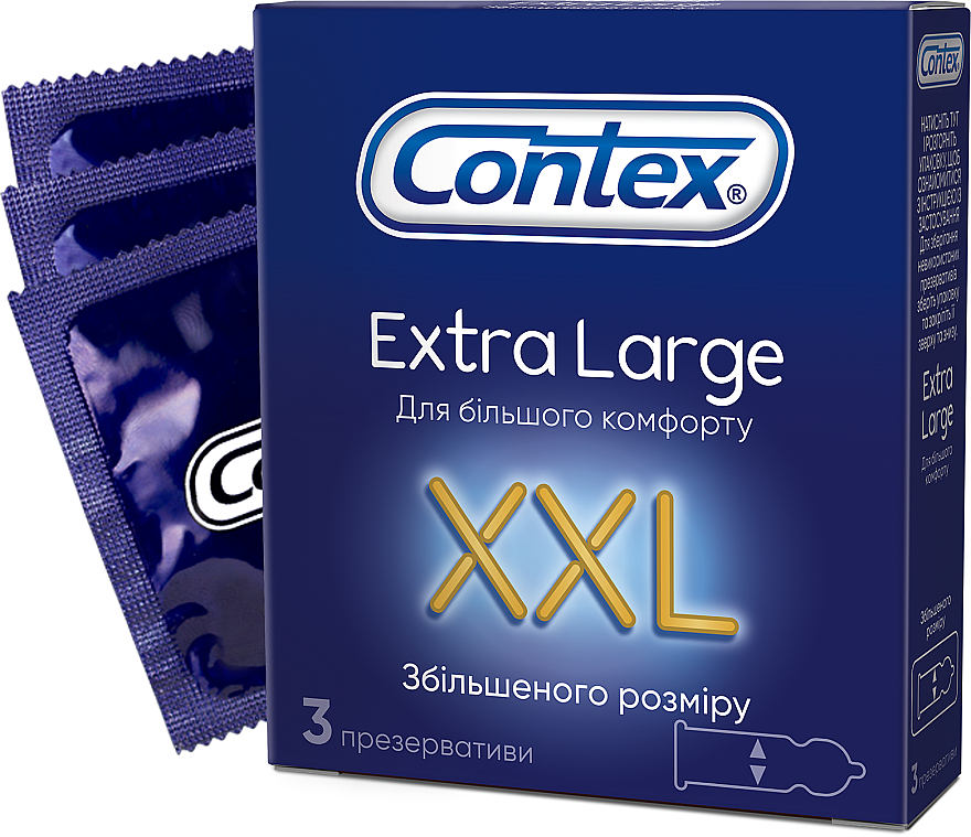Extra große Latexkondome mit Silikon-Gleitmittel 3 St. - Contex Extra Large — Bild N1