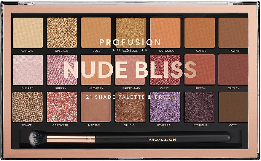 Lidschattenpalette - Profusion Cosmetics Nude Bliss 21 Shade Palette & Brush — Bild N1