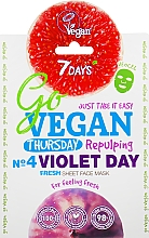 Düfte, Parfümerie und Kosmetik Beruhigende und erfrischende Tuchmaske mit Hyaluronsäure, Heidelbeer-, Pflaumen- und Feigenextrakt - 7 Days Go Vegan Thursday Violet Day
