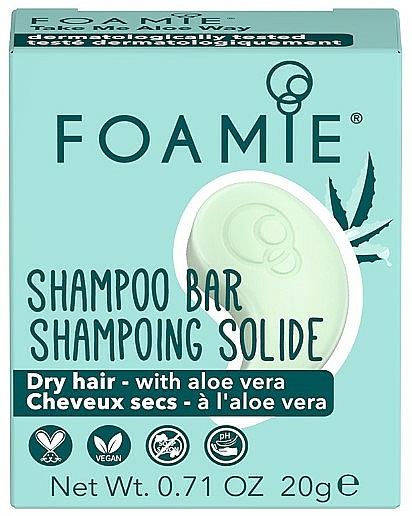 Festes Shampoo für trockenes Haar mit Aloe Vera - Foamie Shampoo Bar Take Me Aloe Way Travel Size — Bild N1