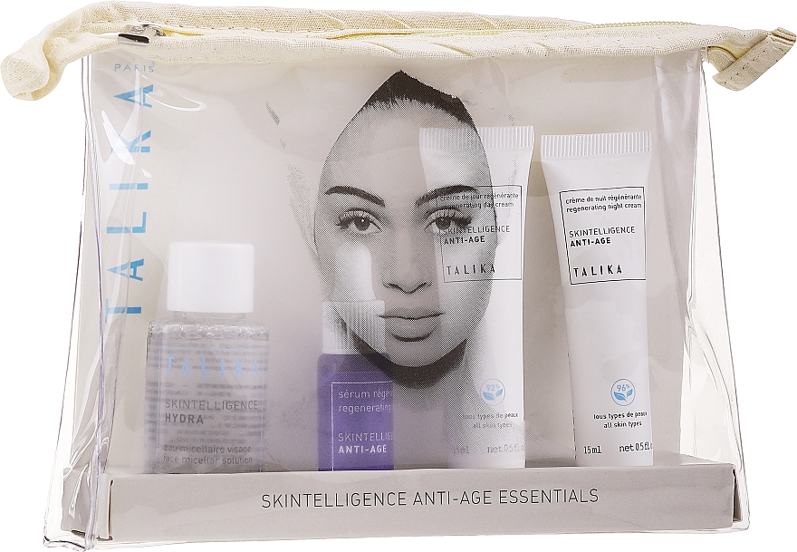 Gesichtspflegeset - Talika Anti-Age Essentials Travel Kit (Mizellenwasser 30ml + Gesichtscreme 15ml + Gesichtscreme 15ml + Gesichtsserum 7ml + Kosmetiktasche) — Bild N1