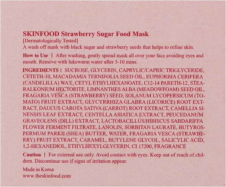 Porenreinigende und exfolierende Gesichtsmaske mit Erdbeerextrakt und Zucker - Skinfood Pore Cleanse & Exfoliate Strawberry Sugar Food Mask — Bild N3