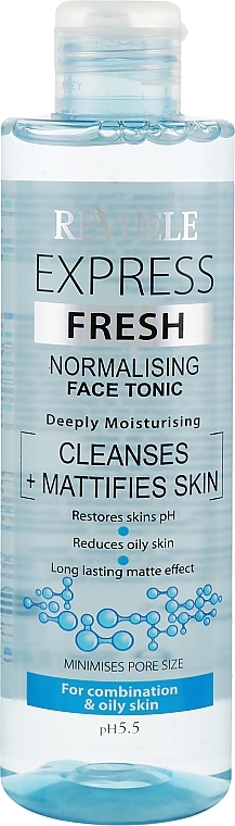 Tief feuchtigkeitsspendendes normalisierendes, mattierendes und porenverengendes Gesichtstonikum für fettige und Mischhaut - Revuele Express Fresh Face Tonic — Bild N1