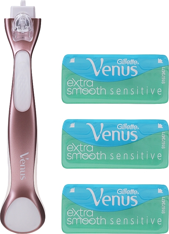 Rasierer mit 3 Ersatzklingen - Gillette Venus RoseGold Extra Smooth Sensitive — Bild N3