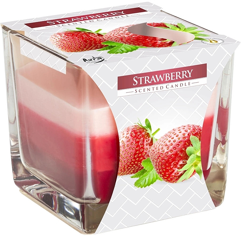 Duftende dreischichtige Kerze im Glas Erdbeere - Bispol Scented Candle Strawberry — Bild N1