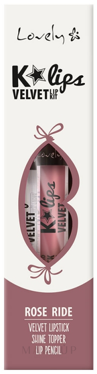 Lippen-Make-up Set (Lippenstift + Lippenkonturenstift + Lipgloss) - Lovely K'Lips Velvet  — Bild 1 - Rose Ride