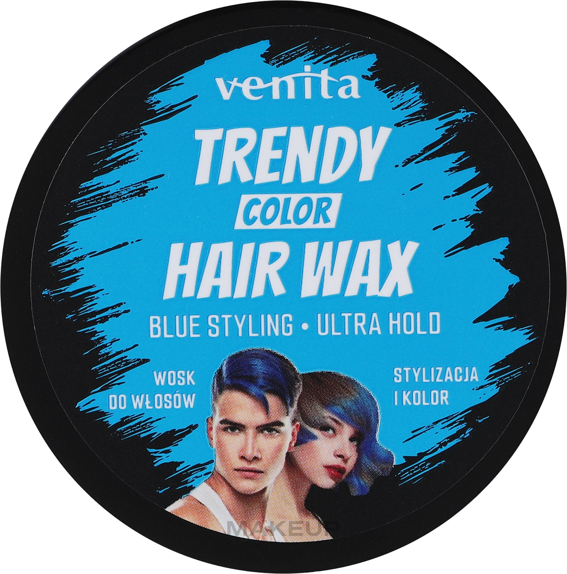 Farbiges Haarwachs - Venita Trendy Color Hair Wax — Bild Blue