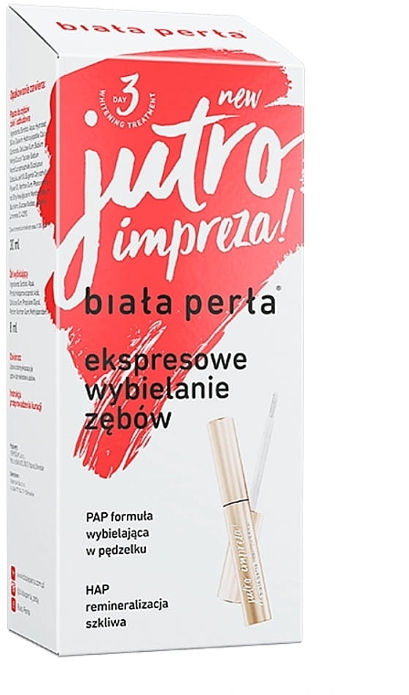 Set zur Express-Zahnaufhellung  - Biala Perla Jutro impreza! (Zahnpasta 30ml + Zahngel 8ml)  — Bild N1