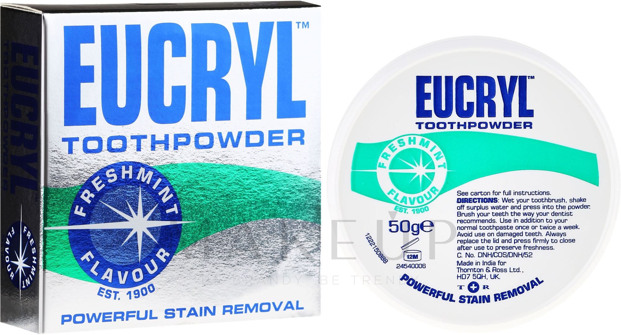 Aufhellender und polierender Zahnpulver mit Minzgeschmack - Eucryl Toothpowder Freshmint — Bild 50 g