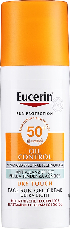 Sonnenschützende Gesichtsgel-Creme für fettige bis Mischhaut mit Anti-Glanz Effekt SPF 50+ - Eucerin Sun Gel-Cream Oil Control SPF50 — Bild N1