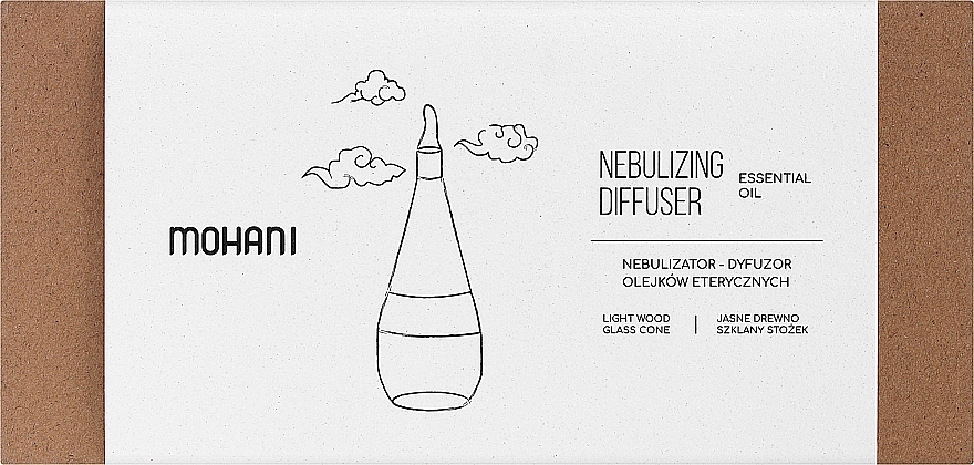 Diffusor für ätherische Öle helles Holz Glaskegel - Mohani Nebulizer — Bild N1
