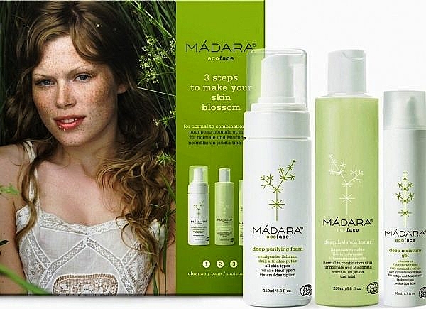 Gesichtspflegeset (Reinigungsschaum 150ml + Tonikum 200ml + Gel 50ml) - Madara Cosmetics Set For Oily And Combination Skin 