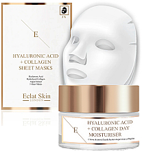 Düfte, Parfümerie und Kosmetik Gesichtspflegeset - Eclat Skin London Hyaluronic Acid & Collagen (Tagescreme 50ml + Tuchmaske 3St.)