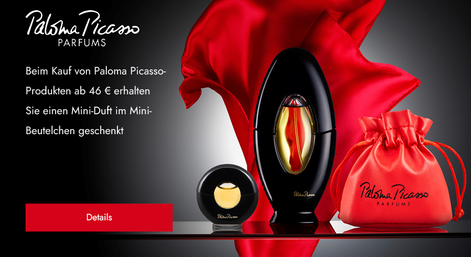 Beim Kauf von Paloma Picasso-Produkten ab 46 € erhalten Sie einen Mini-Duft im Mini-Beutelchen geschenkt