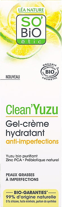 Feuchtigkeitsspendendes Gesichtscreme-Gel - So'Bio Etic Clean'Yuzu Anti-Imperfection Hydrating Gel-Cream — Bild N1